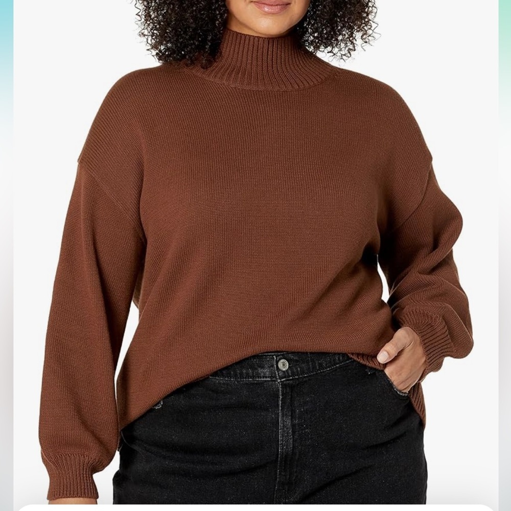 Amazon Essentials Women's Chocolate Turtleneck Sweater